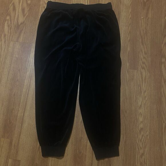 Eileen Fisher Black Velour Jogger Pants Organic Cotton Drawstring Pull On PL - Picture 5 of 13